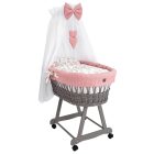 Mózeskosár - szürke + rózsaszín