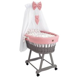 Mózeskosár - szürke + rózsaszín