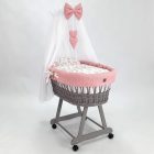 Mózeskosár - szürke + rózsaszín