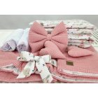 Mózeskosár - szürke + rózsaszín