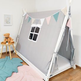 Wapi sátras ágy,  textil tetővel