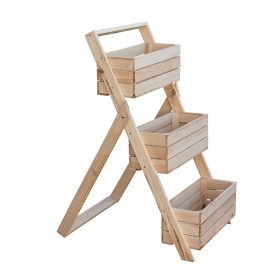 Lépcsős virágtartó állvány, natúr