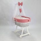 Mózeskosár - fehér + rózsaszín